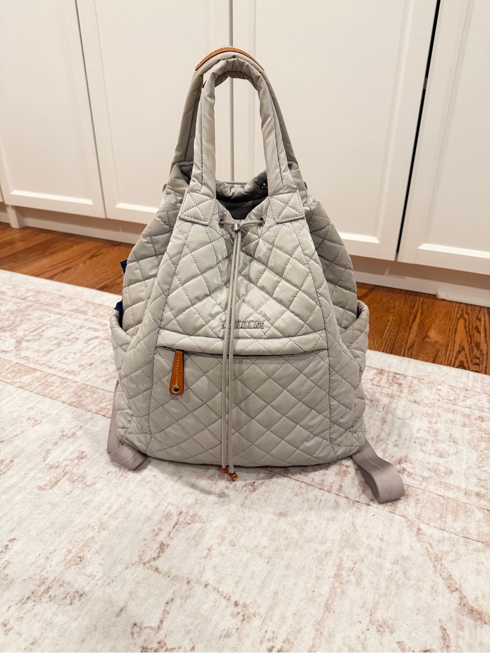 Quilted Light Gray Women's Tote Backpack - Versatile Everyday Bag